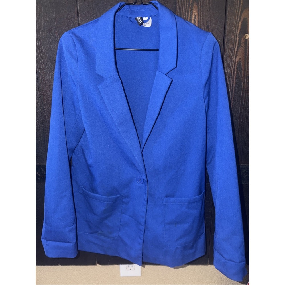 divided by hm Blazer Jacket Blue Womens Size 6 Pockets Single Button